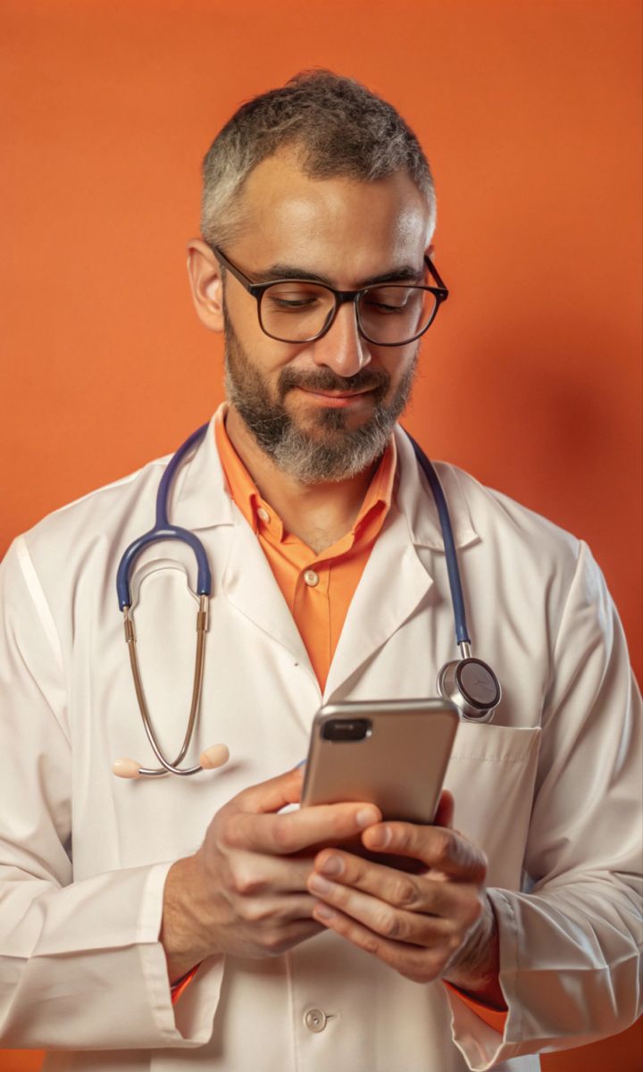 Médico consultando seus honorários no celular